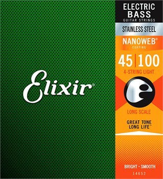 14652 NANOWEB Комплект струн для бас-гитары, нерж.сталь, Light, 45-100, Elixir 14652 - фото 16146