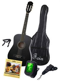 FCG-2038CAP-BK Классическая гитара+Аксессуары, цвет чёрный, Foix FCG-2038CAP-BK