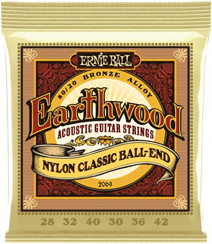 ERNIE BALL 2069 Earthwood 80/20 Folk Nylon 28-42 - Струны для классической гитары P02069 - фото 4554