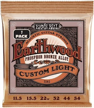 ERNIE BALL 3545 Earthwood Phosphor Bronze Custom Light (1 Pack) 11.5-54 - Струны для акустической гитары P03545-1 - фото 4560