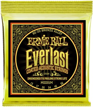 ERNIE BALL 2554 Everlast Coated 80/20 Bronze Medium 13-56 - Струны для акустической гитары P02554 - фото 4644