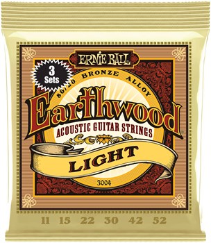 ERNIE BALL 3004 Earthwood 80/20 Bronze Light 3 Pack 11-52 - Струны для акустической гитары P03004 - фото 4654