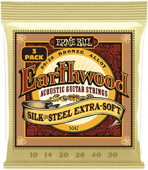 ERNIE BALL 3047 Earthwood 80/20 Silk and Steel Extra Soft 3 Pack 10-50 - Струны для акустической гитары P03047 - фото 4658