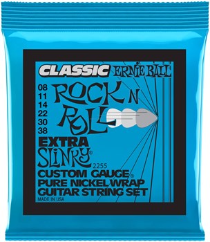 ERNIE BALL 2255 Classic Rock n Roll Pure Nickel Slinky Extra 8-38 - Струны для электрогитары P02255 - фото 4723