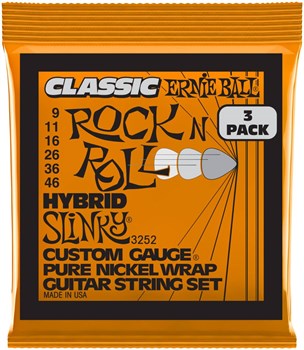 ERNIE BALL 3252 Pure Classic RnR Slinky Hybrid 3 Pack 9-46 - Струны для электрогитары P03252 - фото 4765