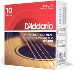 D'ADDARIO EJ17-10P - Струны для акустической гитары EJ17-10P