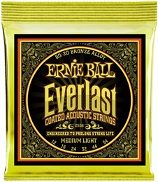 ERNIE BALL 2556 Everlast Coated 80/20 Bronze Medium Light 12-54 - Струны для акустической гитары P02556