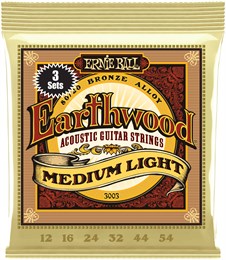 ERNIE BALL 3003 Earthwood 80/20 Bronze Medium Light 3 Pack 12-54 - Струны для акустической гитары P03003