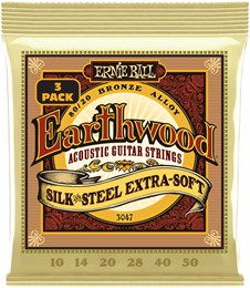 ERNIE BALL 3047 Earthwood 80/20 Silk and Steel Extra Soft 3 Pack 10-50 - Струны для акустической гитары P03047