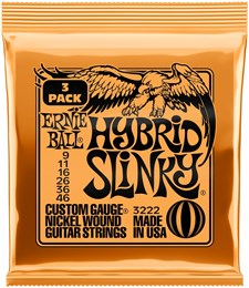 ERNIE BALL 3222 Nickel Wound Slinky Hybrid 3 Pack 9-46 - Струны для электрогитары P03222